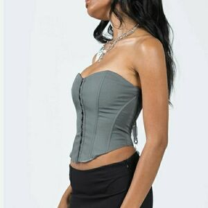 Zara Khaki Strapless Blouse with Zipper